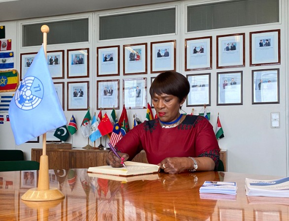 “It is a great honor to be back to find the G-77 Vienna Chapter solidly anchored”. HE Ms Mxakato-Diseko, Amb. at Large for Peace &amp; Security 🇿🇦.
The #G77 Vienna Office welcomed today <a href="/Amb_MxDiseko/">Amb. Mxakato-Diseko</a>, the first Chairperson of the G-77 in 1998, when the Vienna Chapter was established.