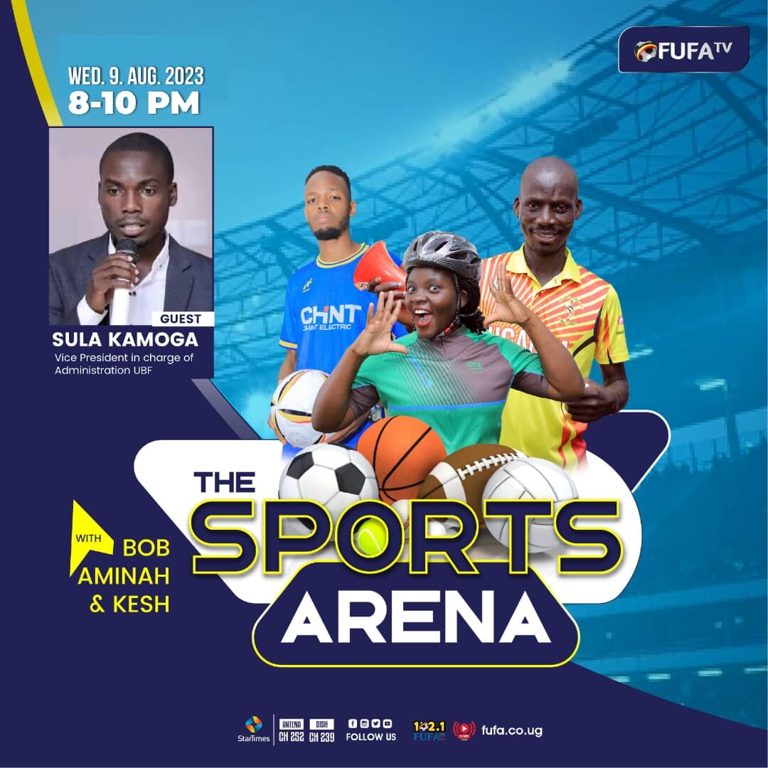 fufatv1's tweet photo. On-air: #FUFATvArena.
Top in the Sports Arena today with @bobikamanzi, @AminahBabirye & @KeshBukenya:
• @UgandaBombers' glorious triumph at #AFBC2023
• #SheCranes left a mark at the #NWC2023
• #GazellesBasketball's spirited adventure in Kigali.
#HomeOfUgandanSport https://t.co/KDBS85r4TS