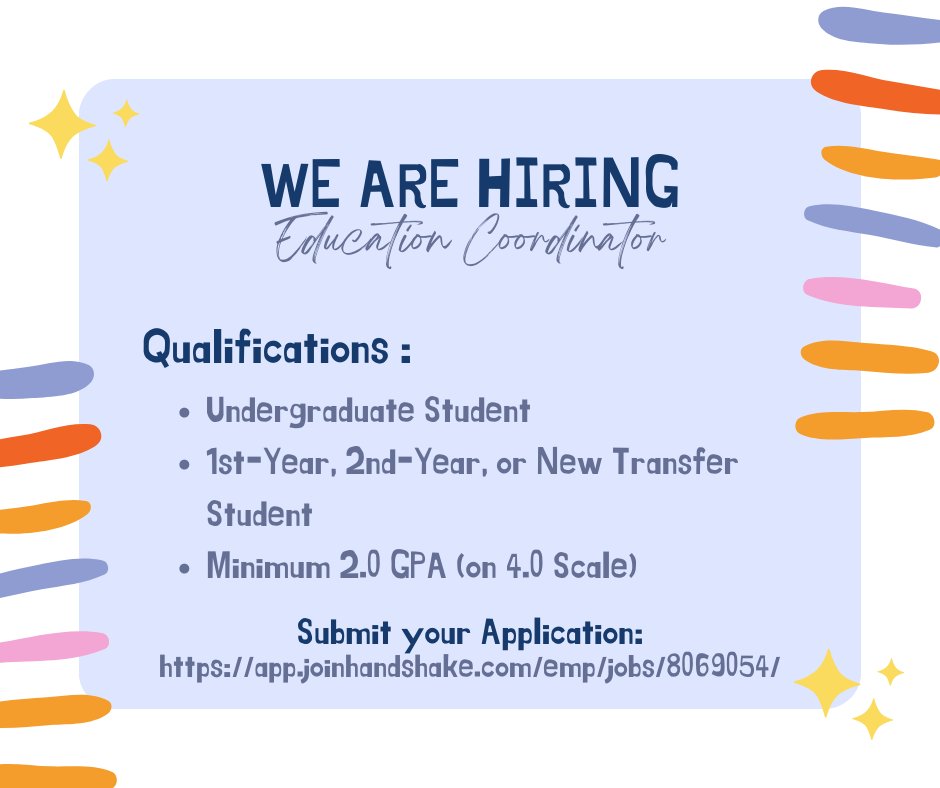 TheQubeStout's tweet photo. WE ARE HIRING! 📢 We're looking for an Education Coordinator to help us create and improve our programs and services! Applicants must be enrolled as an undergraduate 1st-year, 2nd-year, or new transfer student student. Application: https://t.co/4BqjNVKtKR https://t.co/3TyMyvlavb