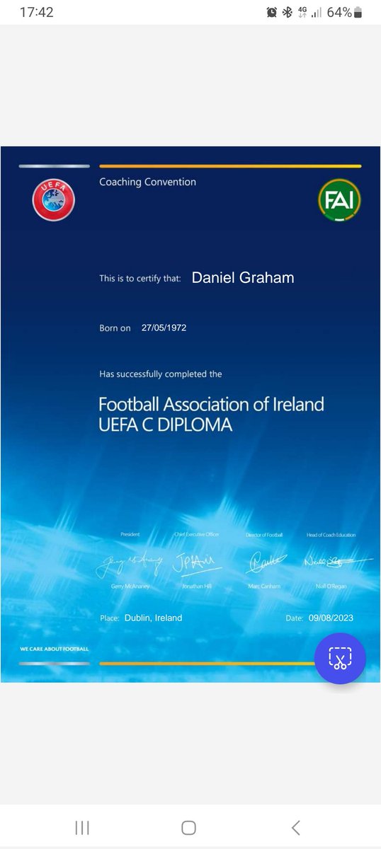 Great to receive this today....really tough but really enjoyable course ...many thanks to <a href="/CarberryTommy/">Tommy Carberry</a> <a href="/Ianhill7316/">Ian hill</a> <a href="/Kohalloran18/">Keith O'halloran</a> @jamiewilson1978 for looking after us...on to the next