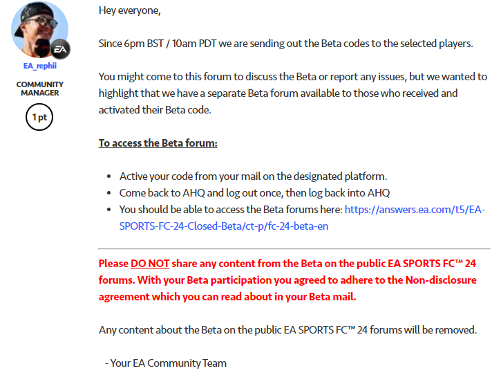 How To Get An EA Sports FC 24 Beta Code