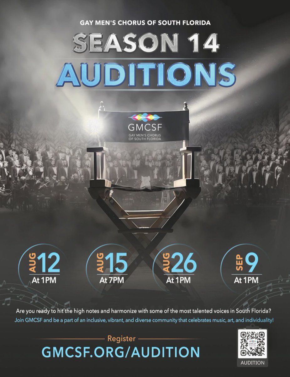 gmcsflorida's tweet image. Auditions for the Gay Men’s Chorus of South Florida begin this Saturday. Visit gmcsf.org/audition and fill out the registration form to select your date and time. 

#gmcsf #gay #gaymen #gaymenschorus #gaymenschoir #southflorida #lgbtqmusic #gaymenschorusofsouthflorida
