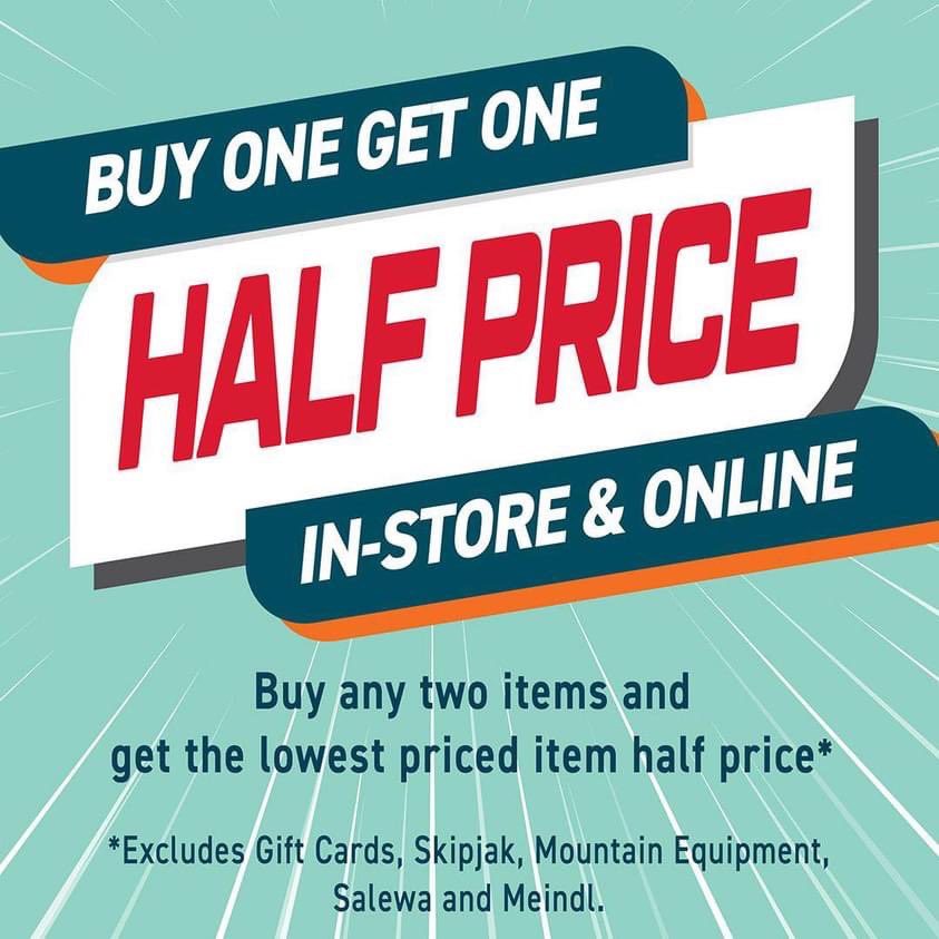 ❗️Save 50% off 1000s of products from over 40 top brands in our Buy 1, Get 1 Half Price promotion❗️For a limited time only, get the lowest priced item half price when you buy any two items - excludes Giftcards, Skipjak, Mountain Equipment, Salewa & Meindi #bargainalert #ireland