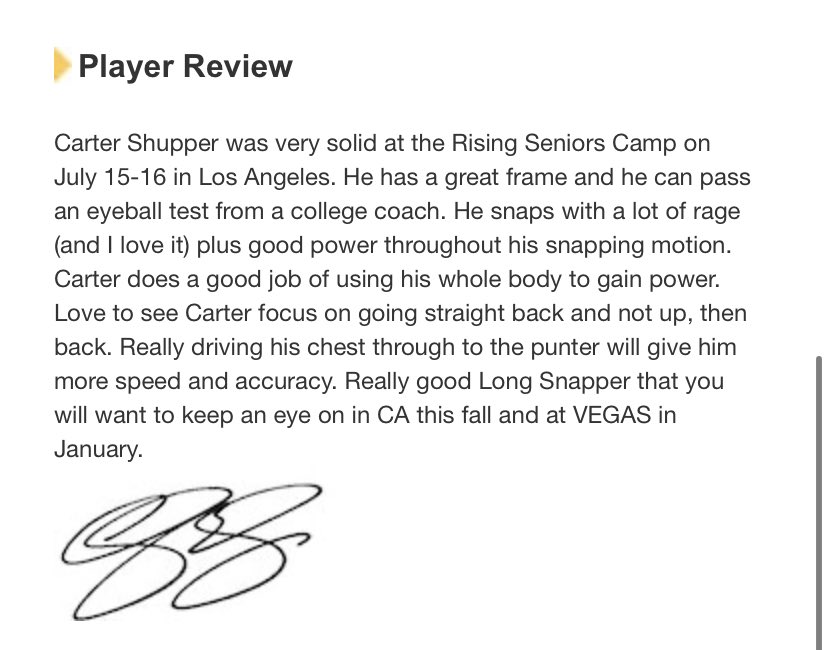 carter_shupper's tweet photo. Grateful to be ranked a 4.5⭐️ long snapper by @TheChrisRubio this summer. Thank you to all the coaches who helped me improve my game and achieve this. Number 9 in CA! 

@maranatha_fb @randoutwest https://t.co/Qns50ezGwP