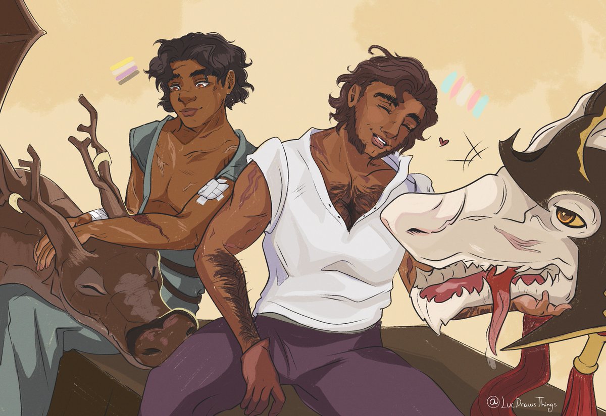 LucDrawsThings's tweet photo. #FETransWeek Day 5 - Scars!
Wyverns are so cute... very prone to biting/scratching... but it's more fun to be caring for them with a buddy. https://t.co/EUG4PZjoze