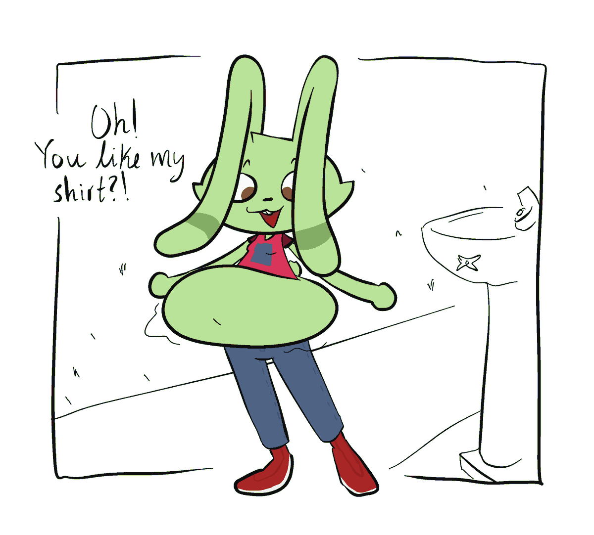 BrassBell3's tweet photo. Color of she! Duria. Undecided on the shades of green, but it'll do for now.
Here she is out on a stroll.
This isn't a shape I normally draw, but it was certainly fun and appropriate for the bun. https://t.co/sjj9R94zNw