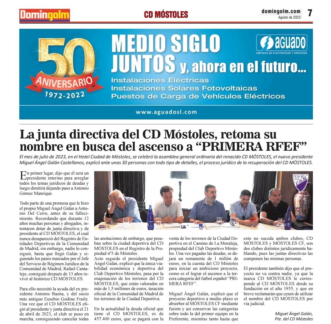 CDMostolesBase's tweet photo. La Prensa @DOMINGOLM se hace eco de nuestra Asamblea General Ordinaria. El C D Móstoles ya es una realidad. #somoselcdmostoles #elautentico https://t.co/7qw5bjYDcG