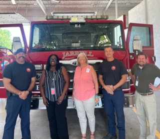 Ms. Ogundare, Ms. Mendoza, and Mr. Lance received the Royal Treatment today from our amazing Fire Department.  Special thanks to Chief Stewart, Captain Jernigan, and our wonderful Firefighters for giving us the grand-tour!  #OneCommunity