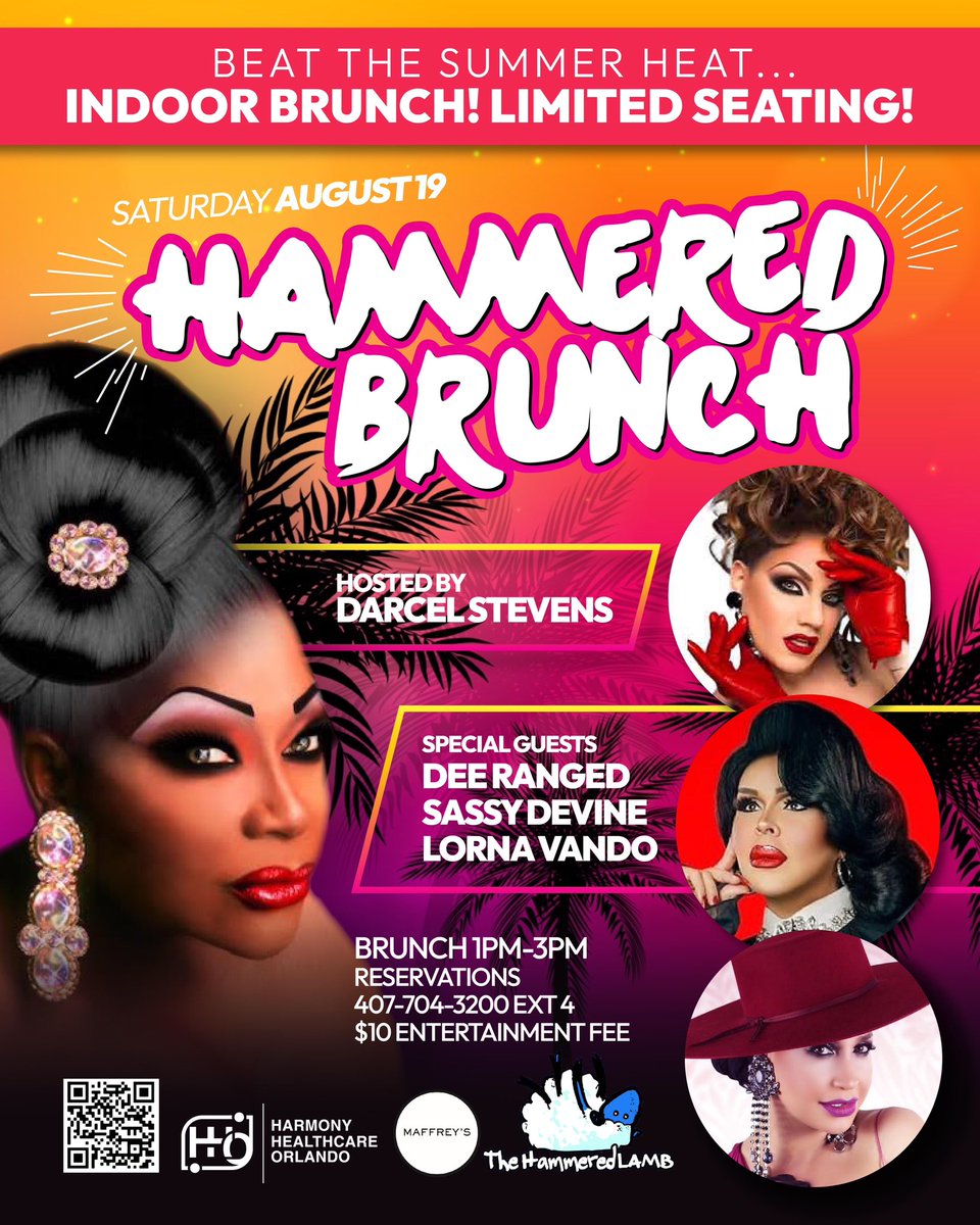 Make your RSVP now, we’re heading inside to BEAT THE HEAT!! 
The uncanny talents of DeeRanged, a former Entertainer Of The Year, National Comedy Queen, and Parliament House Footlight Player from the panhandle of Pensacola, FL!  
SEATING IS LIMITED, RSVP NOW!! 
407 704 3200 ext 4