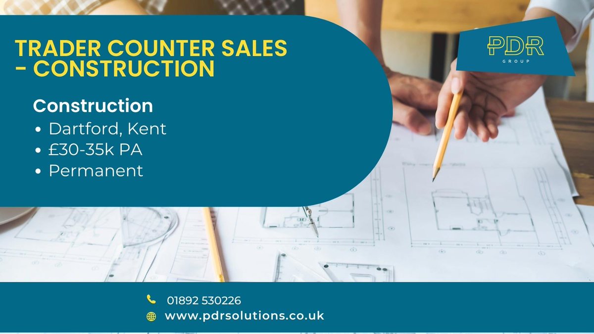 PDRSolutions's tweet image. Trade Counter sales - Construction
Dartford, Kent
£30-35k PA
Permanent

pdrsolutions.co.uk/jobs/trade-cou…

#kentjobs #dartford #constructionsales #careers