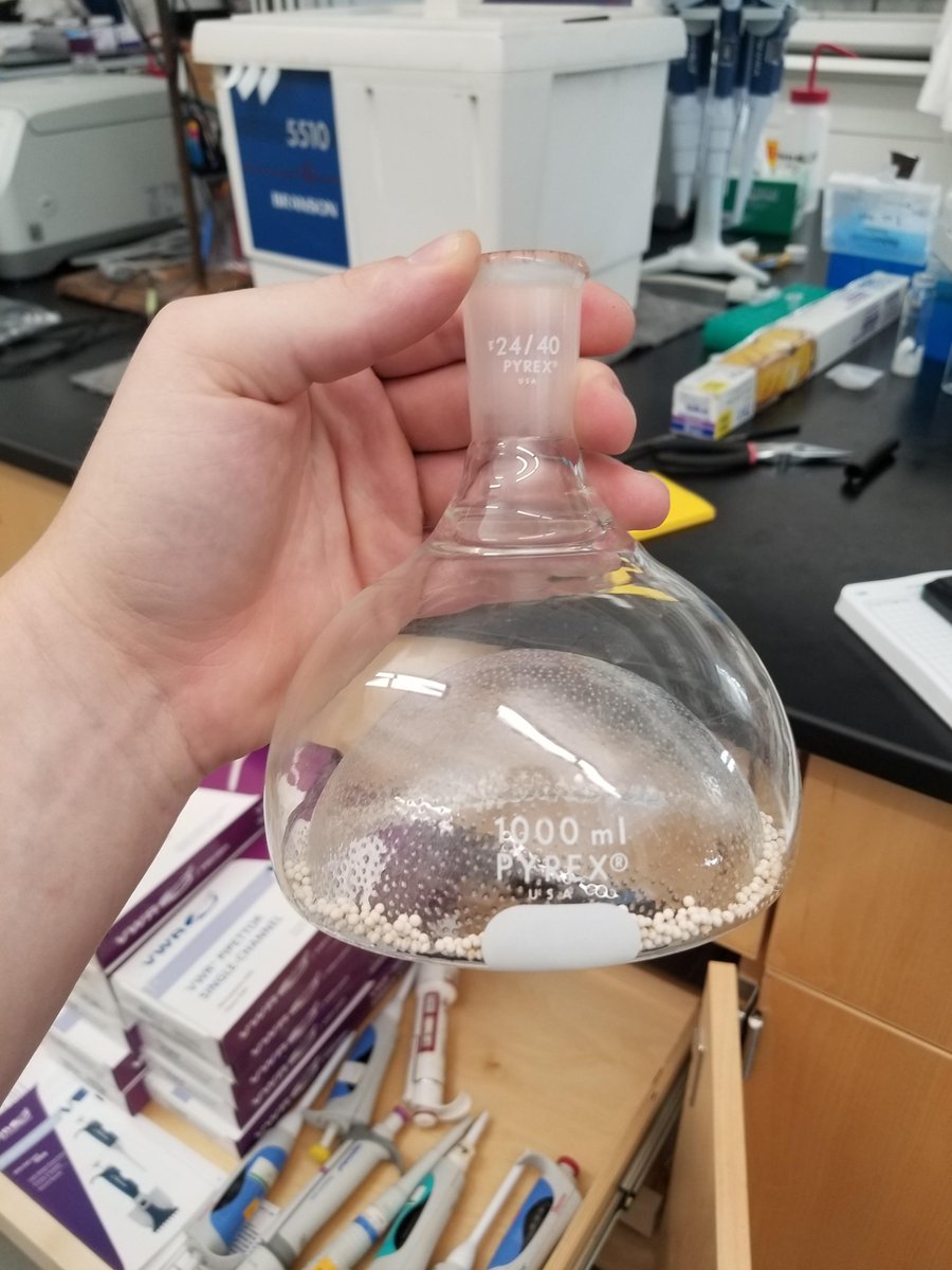 stolen from reddit -  somebody got the RBF full of mol sieves WAY too hot under vacuum
reddit.com/r/chemistry/co…