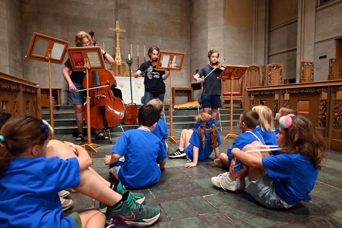 AsburyFirst's tweet photo. Day 3 of Make a Joyful Noise VBS was perfect! Today was string day! Laurie Kennedy, Ollie Temming, and Alex Guffey shared their talent for playing violins and cello, and we had an exceptional performance from the Rochester Mandolin Orchestra. #asburyfirstvbs #makeajoyfulnoise https://t.co/HFDHSj5bSs
