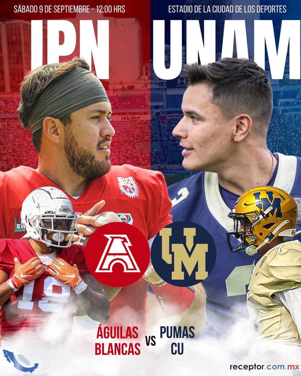 receptorcommx's tweet photo. A UN MES DEL CLÁSICO 🤩🔥

Pumas CU y Águilas Blancas vuelven a verse las caras en el Estadio de la Ciudad de los Deportes. Kickoff de la #LigaMayor #ONEFA 2023 con la máxima rivalidad del fútbol americano en Mexico. Venta de boletos aún por anunciarse. ¿Vas a ir? 👀🏈

📸: IXBA https://t.co/L5ksCGbts0