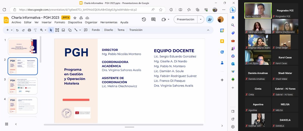 📌Hoy a partir de las 18:15 hs se realizó la Charla Informativa del Programa en Gestión y Operación Hotelera 
Más Info del programa MD 📩 econo.unlp.edu.ar/pgh