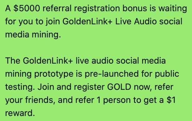 GoldenLink+ app
 
Referral code: Blockchain_G

ioS: testflight.apple.com/join/BKlqFxM3

Google play store: Goldenlink+

Android: goldenlinkplus.net/000/G0.0.2.6.a…