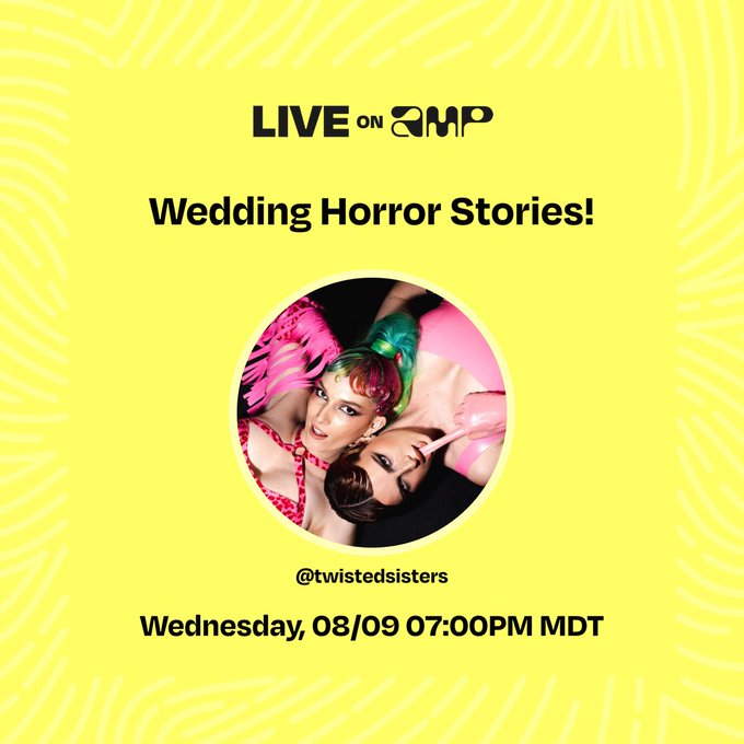 T - 1.5 hours until #twistedsisters @onamp come chat shit about bridal party betrayals, bridesmaid revenge<a href="/tag/twistedsisters"class="tags">#twistedsisters</a><a class="tags" target="_blank" title="On Twitter" href="/?out=eyJ0eXAiOiJKV1QiLCJhbGciOiJIUzUxMiJ9.eyJpYXQiOjE3MjE0MzI0MzksImlzcyI6InR3cG9ybnN0YXJzLmNvbSIsIm5iZiI6MTcyMTQzMjQzOSwiZXhwIjoxNzUyOTY4NDM5LCJyZWRpcmVjdF91cmwiOiJodHRwczovL3R3aXR0ZXIuY29tL29uYW1wIn0.JbMxl0IZWUTvMccRSv2lHohTOBF_RAODlvvkaQzRK0xZ5sWAoY5oykr7za3P7zVs6ezCaBwgpr3ImVqXzRe1NQ">@onamp</a><a href="/tag/wedding"class="tags"><span>#wedding</span></a>