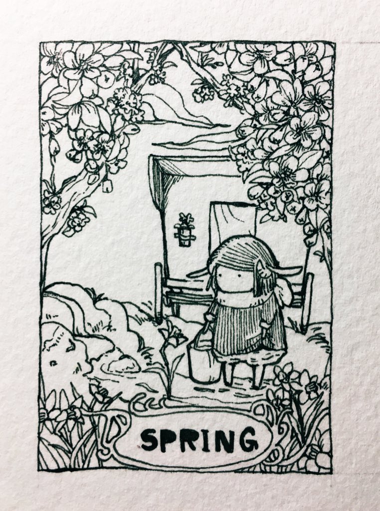 #俺の描いた春夏秋冬を見てくれ #Pavot #ペン画  ヘッダーにもしてるこれだな