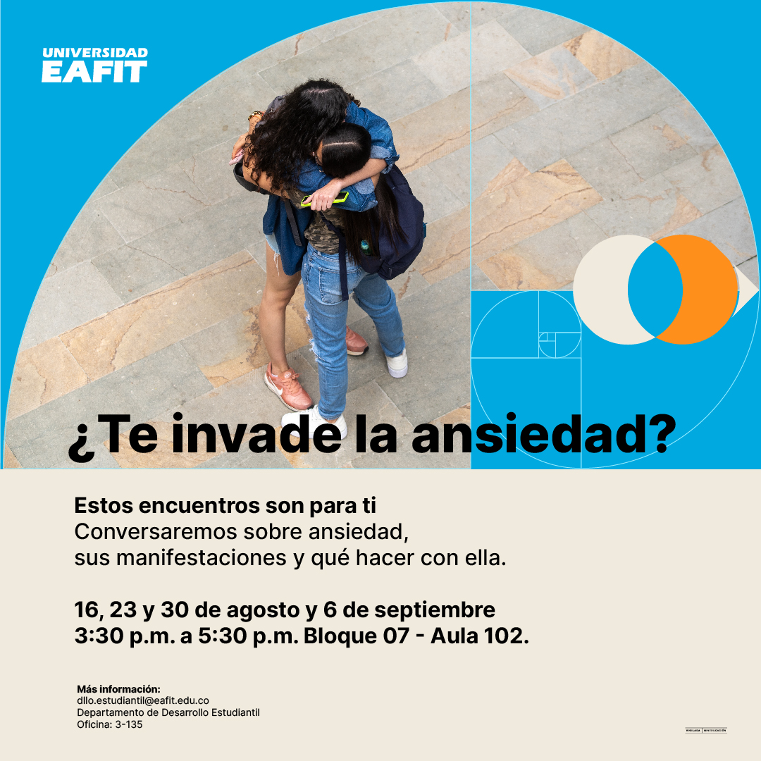 📣¿Te invade la ansiedad? 😨

¡Estos encuentros son para ti! 🤲🏽💙

💭Conversemos sobre ansiedad, sus manifestaciones y qué hacer con ella. 🤔

📆16, 23, 30 de agosto y 6 de septiembre.
⏰3:30 p.m.
📍Bloque 7, aula 102.
📝Inscríbete aquí 👇🏽
forms.office.com/pages/response…