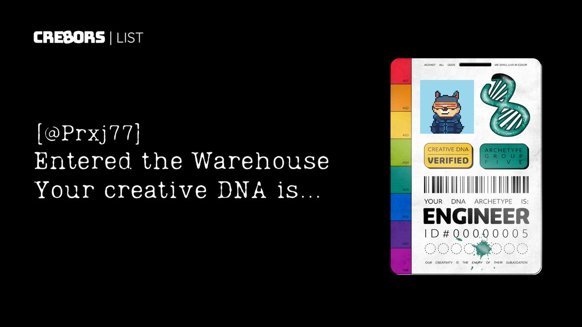 Welcome @Prxj77 
 
Your application for <a href="/cre8orsNFT/">Cre8ors</a> has been accepted.