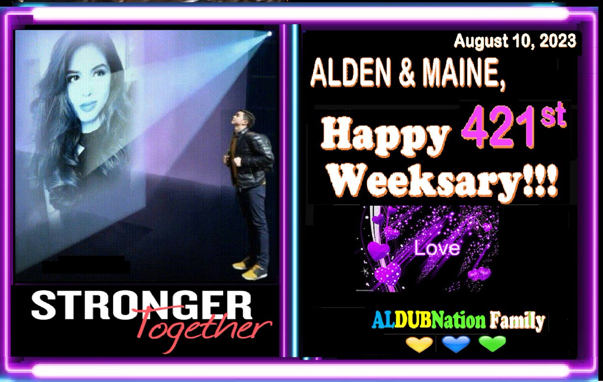 "In all the world, there is no heart for me like yours. In all the world, there is no love for you like mine." —Maya Angelou

<a href="/aldenrichards02/">Alden Richards</a> <a href="/mainedcm/">Maine Mendoza</a>
#ALDUB421stWeeksary
#BOYCOTTGMAxTV5xTVJ883
NO TO SOLO PROJECTS