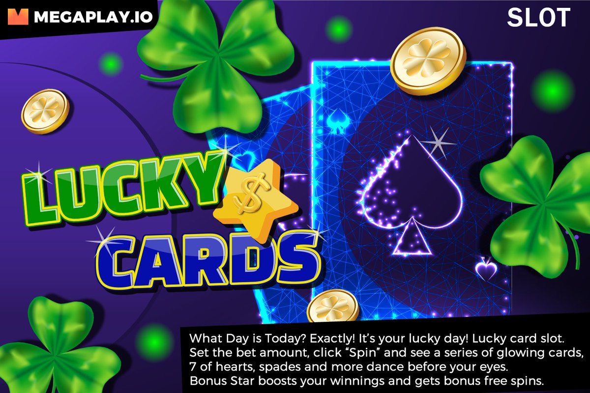What Day is Today? Exactly! It's your lucky day! 🍀
See 7 of hearts ♥️, spades ♠️ and more, dancing before your eyes 😍.
Bonus star 🌟 boosts your winnings 🤑 and earns you free spins. 🍾

🐯 Play Now: megaplay.io/original-slots…

#Games #Slot #PlayNow #Bitcoin #Dogecoin #Ethereum