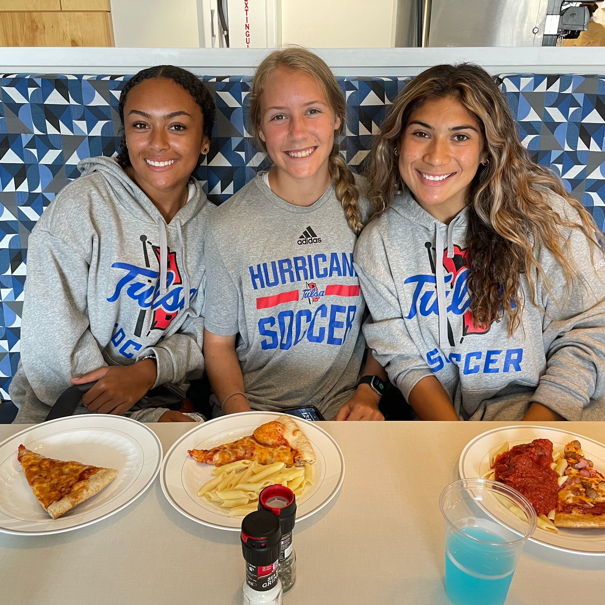 utulsa's tweet photo. Welcome back! 💙💛 Many student-athletes are back on campus this week. These smiles really liven up the place! #utulsa @TulsaHurricane https://t.co/ESxIcKOG6e