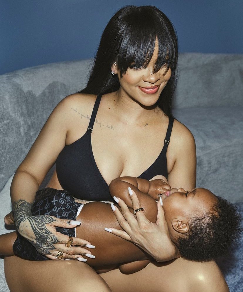 Loving this breastfeeding representation from Rihanna x RZA for Savage X Fenty new maternity bras! 😍❤️‍🔥🤱🏾 Hoping RiRi has all the lactation support she needs 🫶🏾 #WeOutside #NationalBreastfeedingMonth