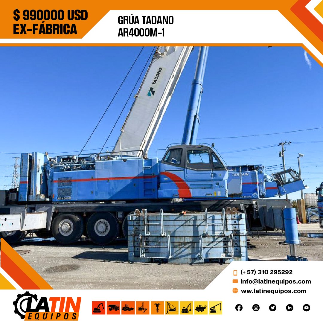 - Año 1999 👷‍♂️
- Capacidad 400 toneladas

➡️ Precio USD990000FOB Japón.

#ingeniería #construcción #civil #proyectos #venta #productosdesegunda #latinequipos #herramientas #grua #tadano #gruatadano #400toneladas #gruas