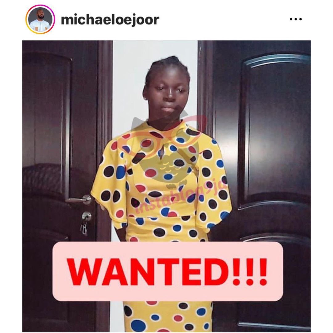instablog9ja's tweet photo. Househelp declared wanted for allegedly tort¥ring and st£aling from her 75-yr-old boss https://t.co/m6Jo6r7fLK