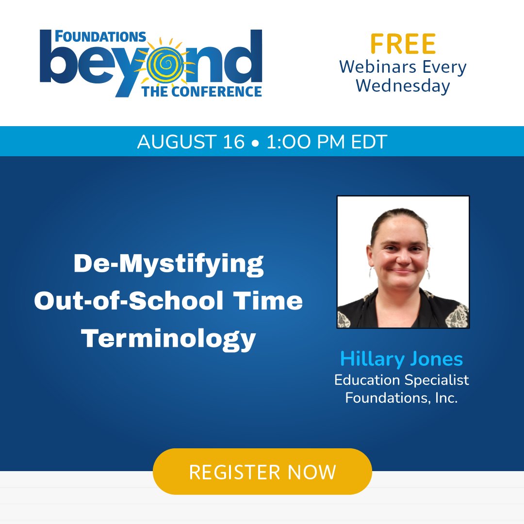 ☀️ FREE WEBINARS ARE BACK from summer hiatus! 

On 8/16, join our Education Specialist to learn new OST programming lingo + what it means for your practice. You'll walk away with easy-to-implement strategies + tools.

Register now! ➡️ ow.ly/wkN450PsTke 

#BeyondSchoolHours