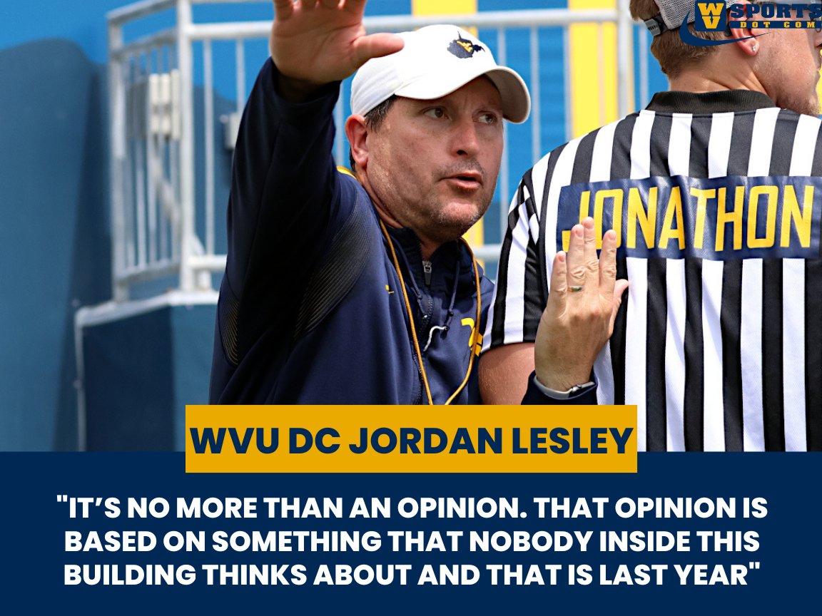 WVSportsDotCom's tweet photo. #WVU defensive coordinator Jordan Lesley doesn’t pay any mind to the off-season noise. 

Link: https://t.co/u8OrmHDDlu https://t.co/2CpcTie7fI