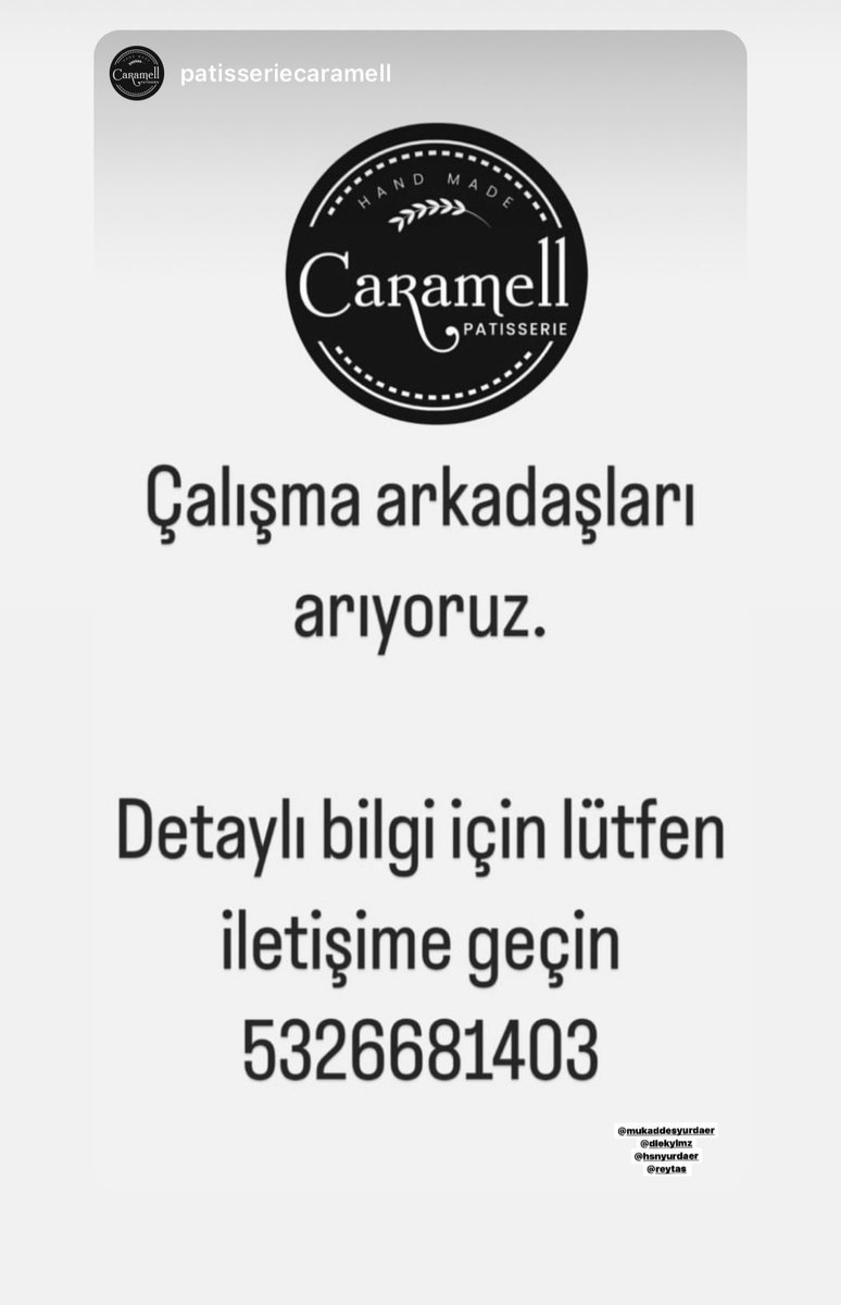 Antalya’da pastanemizde çalışacak arkadaşlar arıyoruz 🙋🏼‍♂️ <a href="/isinolsunapp/">İşin Olsun</a>