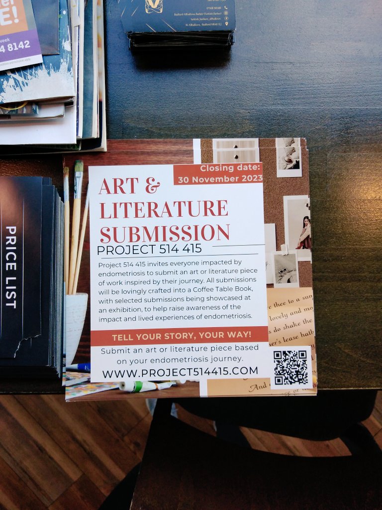 Advertising Project 514 415 continues...

#artistopencall

#artistsontwitter

#ArtisticofSociety

#endometriosis

#Awareness