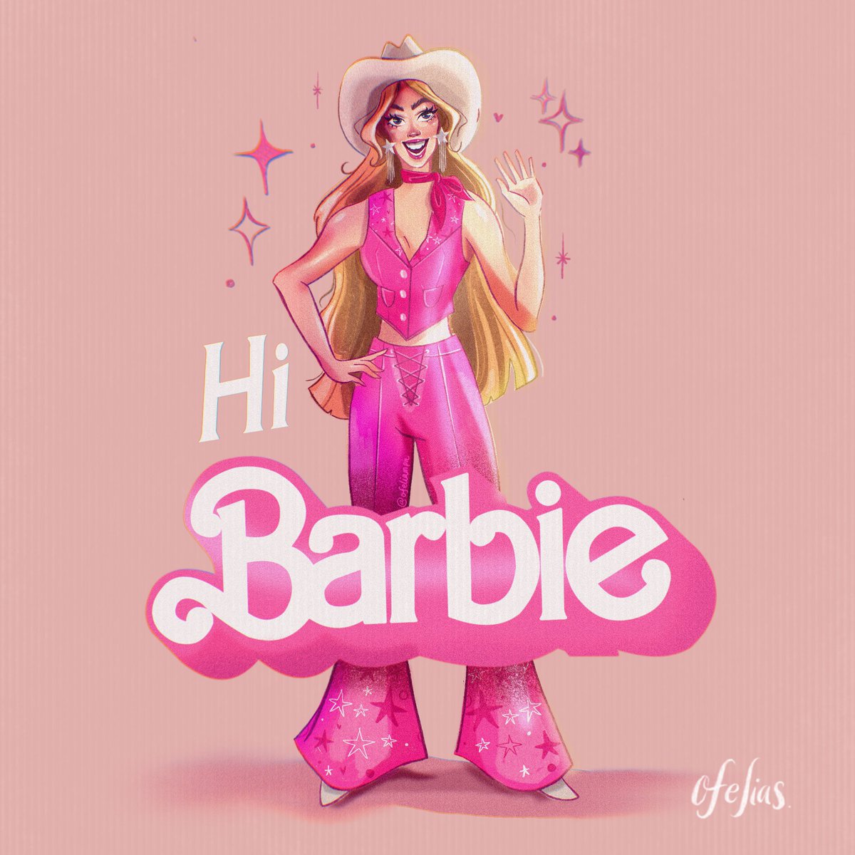 Ofeliamph's tweet photo. Hi Barbie! 💖Para mi Barbie siempre fue mi compañía en la infancia, curiosamente me gustaba mucho más jugar sola con ellas porque me inventaba mis propias historias. 🤭En fin me encantó la movie, gracias Greta Gerwing #barbie #barbiemovie #barbiegretagerwig #fanart #illustration https://t.co/qEI5YW0iyx