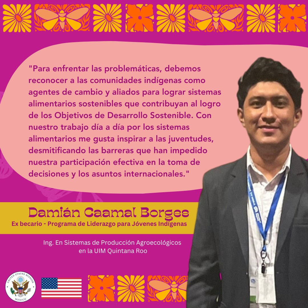 En este #DíaDeLosPuebloslndígenas celebramos el #TalentoMexicano de ex becarios de nuestro Programa de Liderazgo para Jóvenes Indígenas. ¡Orgullosos de nuestros #USMXAlumni!