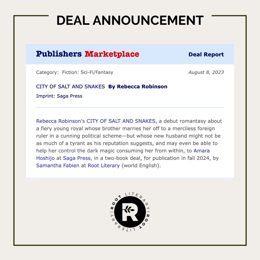 Deal announcement: CITY OF SALT AND SNAKES by @rrobinsonwrites! 😍🙌🎉