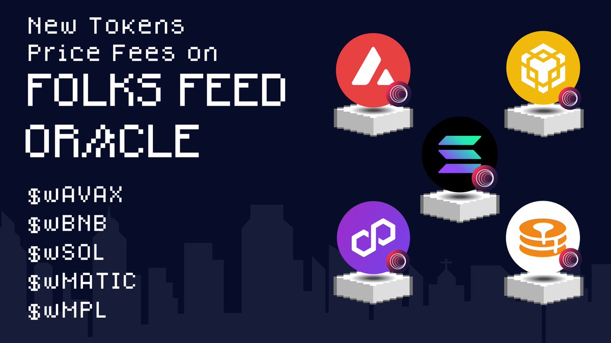 Attention @Algorand projects, We've just expanded our oracle price feeds with 5 new cross-chain tokens from @wormholecrypto: ・ $wAVAX ・ $wBNB ・ $wSOL ・ $wMATIC ・ $wMPL Integrate FFO & explore feeds at folksfeed.io