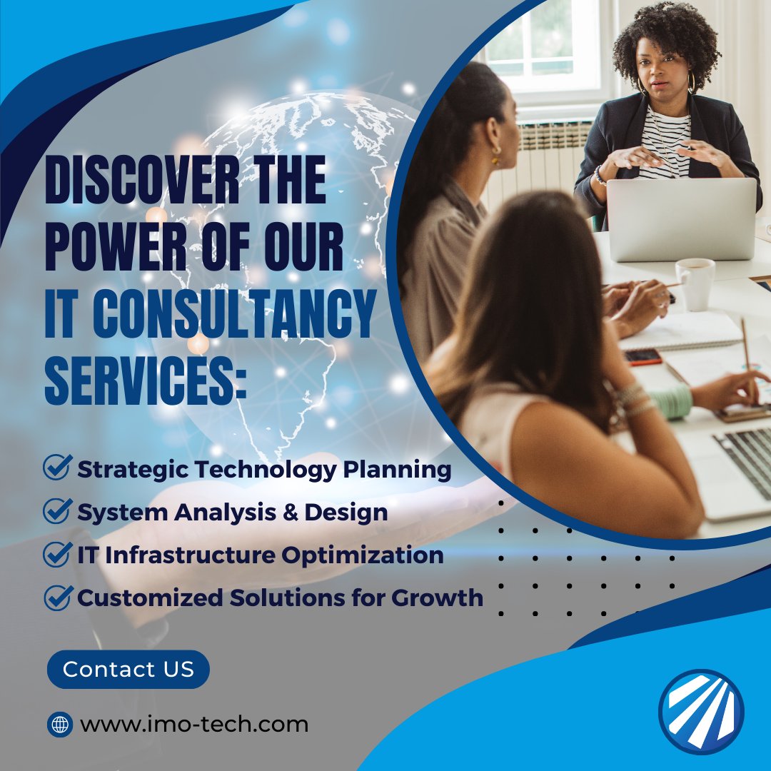 tech_imo's tweet image. Need tech guidance? We&apos;re here! ✨

Explore our IT Consultancy:
✅ Strategic Planning
✅ System Analysis
✅ Infrastructure Opt.
✅ Customized Solutions

Unlock your business potential! 

#ITConsultancy #IMOtechsolutions #imotech #technology #techsolutions