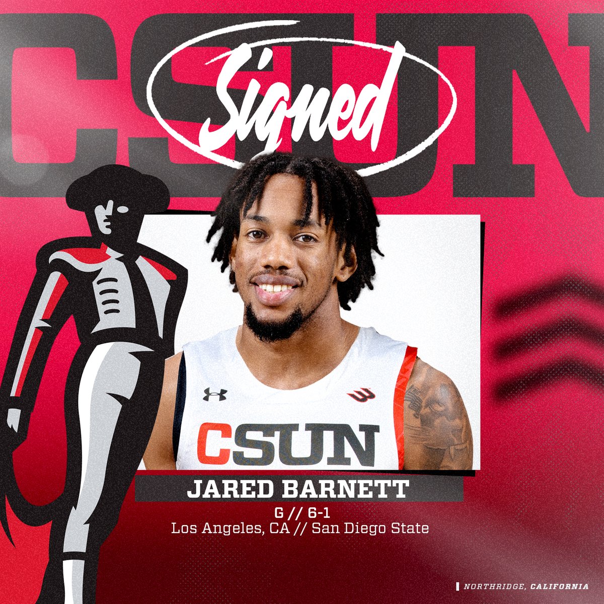 Welcome Jared Barnett!  

Jared joins #CSUN after lettering the past four seasons at San Diego State where he was a part of three conference championship teams. A Los Angeles native, Jared prepped at Westchester HS.  

#GoMatadors