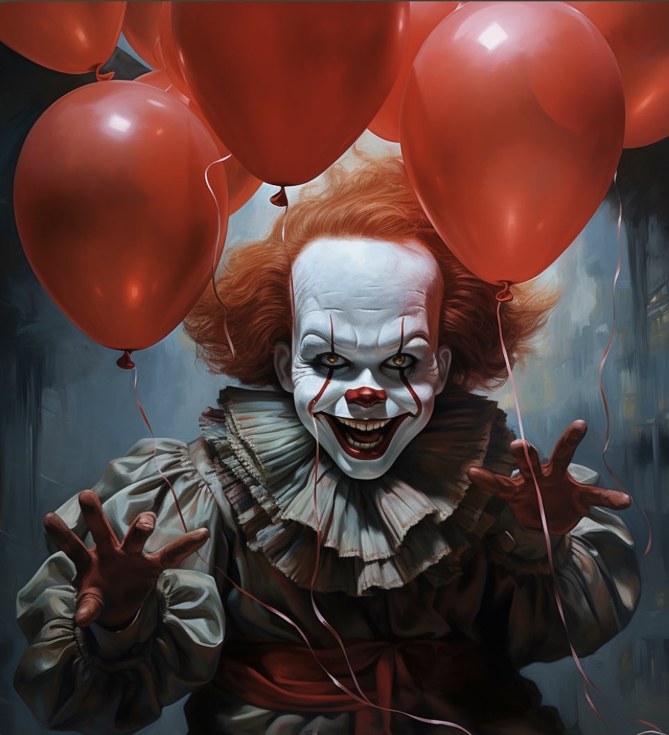 Flawlessvip's tweet photo. Finally hump day !! Or better yet West Coast Wednesday …. Have a great day !! …. Some Ai horror action for today …. Baby It lol …. 🤡 #ai #InternationalCatDay #AIart #AIArtwork #horror #it #clown #pennywise 🔪🤡🎈🎈#bossdesigns https://t.co/GqrcD38fsJ