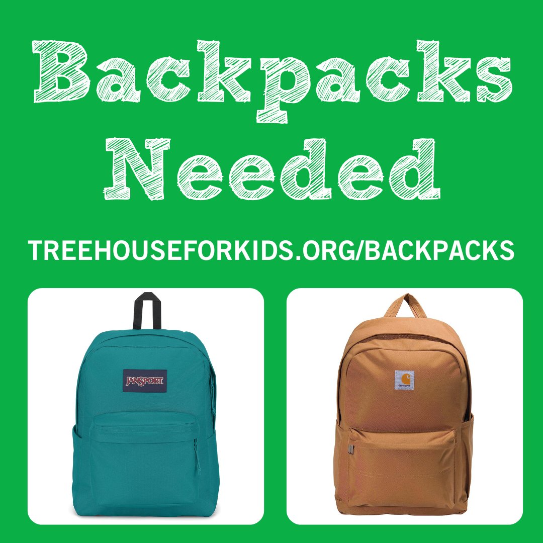TreehouseTweets's tweet photo. As back-to-school shopping is underway, we have an urgent need for teen backpacks in the Treehouse Store! Visit https://t.co/wuu3J6hBqr to shop our wish list and be sure to have them sent to our registry address. #BackToSchool #TreehouseStore https://t.co/LBp3SNnKJM