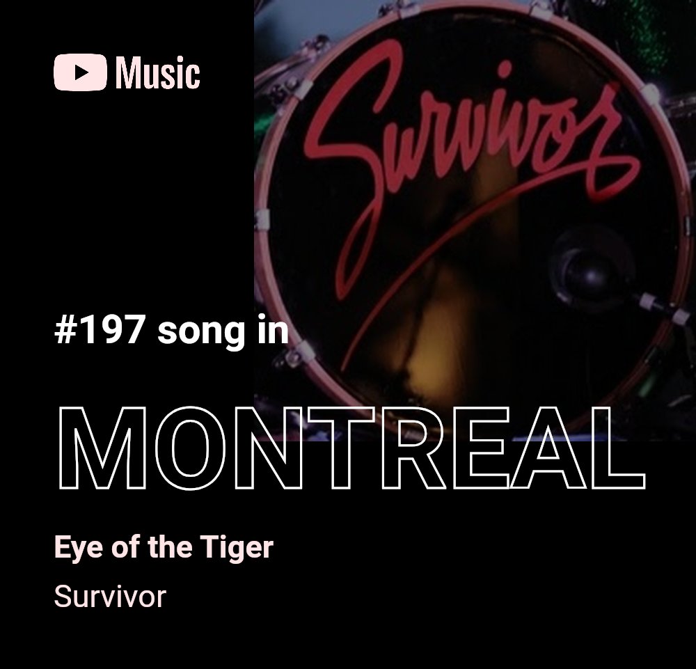WOW! Thanks for giving 'Eye of the Tiger' so much love, Montreal 🐯 music.youtube.com/channel/UC52sr…