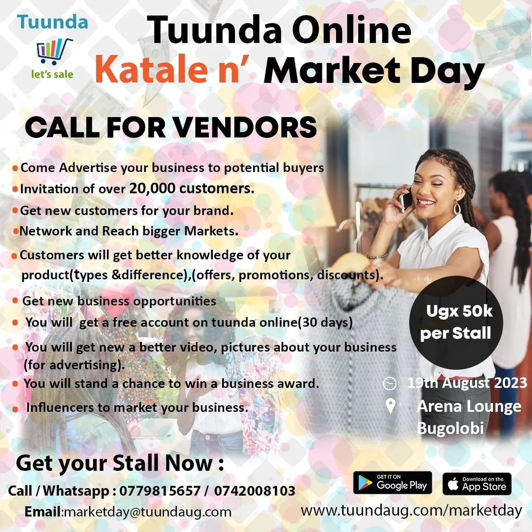 tuundaug's tweet photo. Tuunda Katale Market Day
Being on our katale market day, 
Give u opportunity to sell free on tuunda online,
Where u get free delivery guys,
So to interact with our long term customers, 
And alot more
To register your business 
https://t.co/gVvacoqP3G https://t.co/woPivmFguK