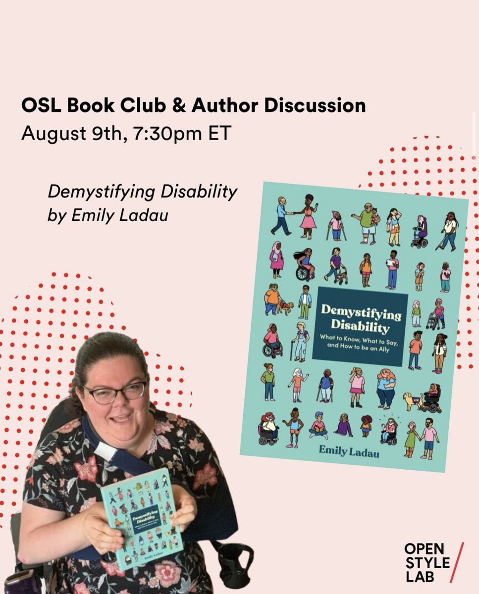 OpenStyleLab's tweet image. Join us TONIGHT for OSL’s first Book Club & Author Discussion with Emily Ladau on August 9th at 7:30pm ET on Zoom.
🔗 register for free: shorturl.at/hxAU9