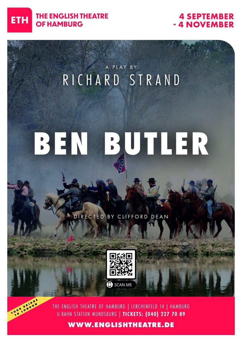 I’m super excited to say this weekend I’m off to Germany for 3 months to play MAJOR CARY in BEN BUTLER by Richard Strand with #ETH ❤️ Can’t wait to get started, on this amazing American #CivilWar play & fabulous role🇺🇸 Huge thanks to my fab agent @LPArtists 💚 #actor #theatre