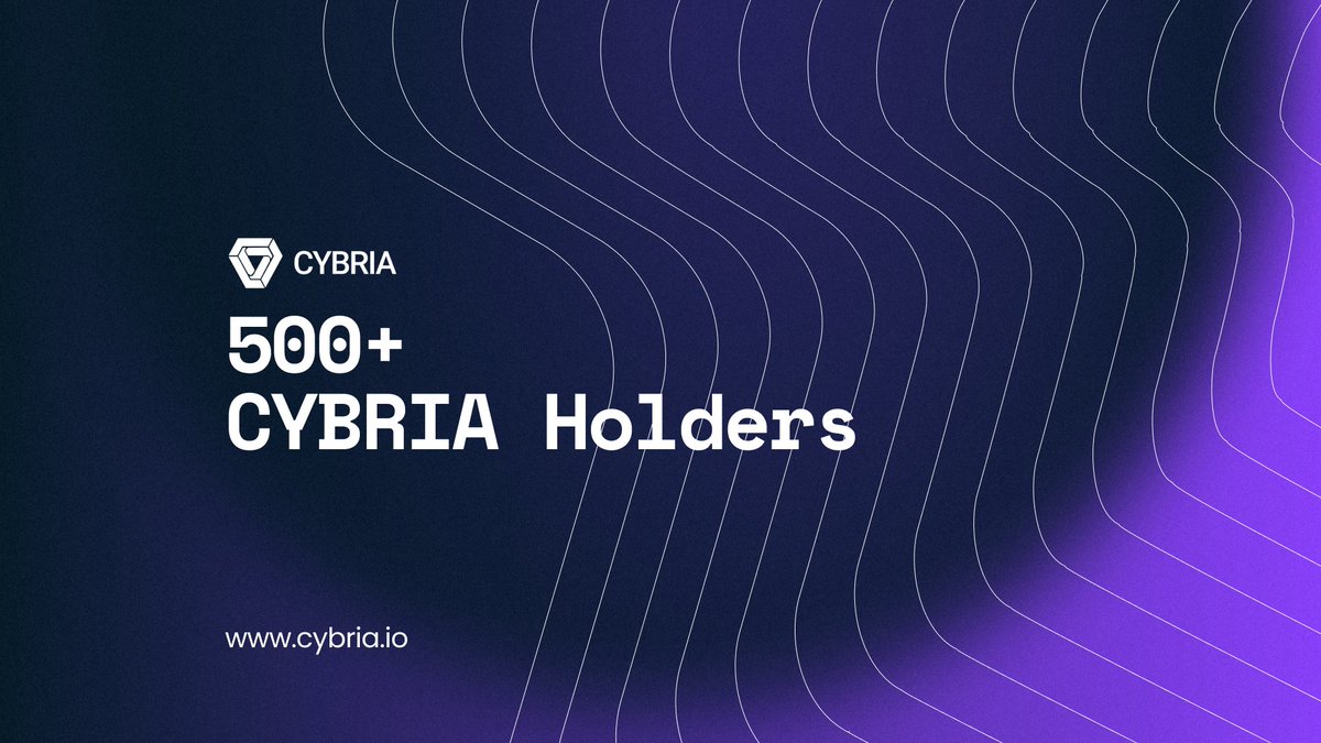 Cybria 500 holders! $CYBA

#Cybria #ETH #Layer2 #Blockchain $CYBA
