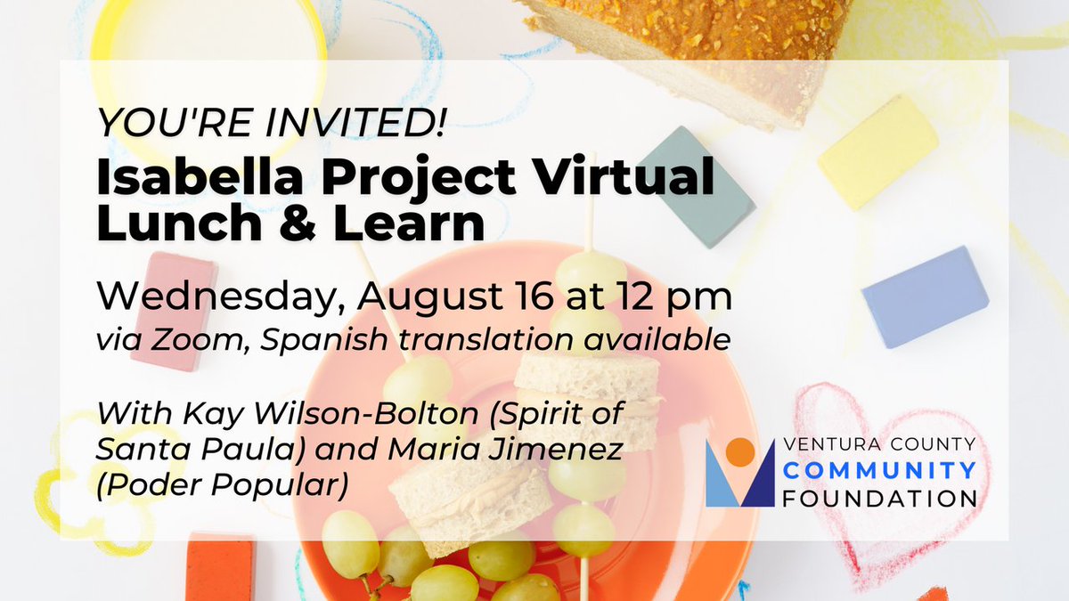 Join us for our upcoming Isabella Project Lunch &amp; Learn with Kay Wilson-Bolton (Spirit of Santa Paula) and Maria Jimenez (Poder Popular) bit.ly/3qm9U5n bit.ly/3D7mN69