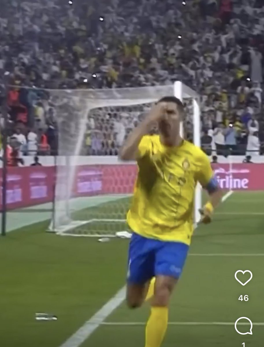 Amazing! Cristiano Ronaldo making the Sign of the Cross after scoring a goal in Muslim Saudi Arabia, where public expression of Christian faith is prohibited.