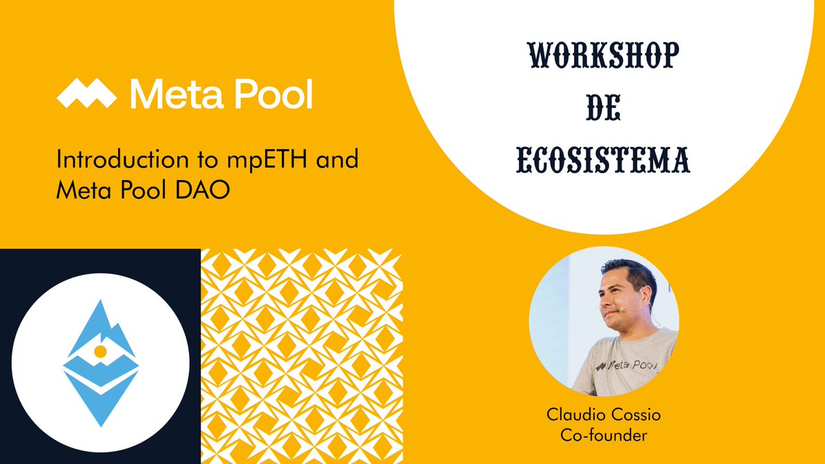 EtherArgentina's tweet photo. Cerramos el día - HOY 20HS - Workshop EN VIVO del #Buildathon cc @meta_pool 💚
Junto a @ccossio, Co-Founder de Meta Pool, vamos a introducirnos en el token mpETH y aprenderemos como se desempeña su DAO: #MetaPoolDAO. https://t.co/Mn50NBTCfh
