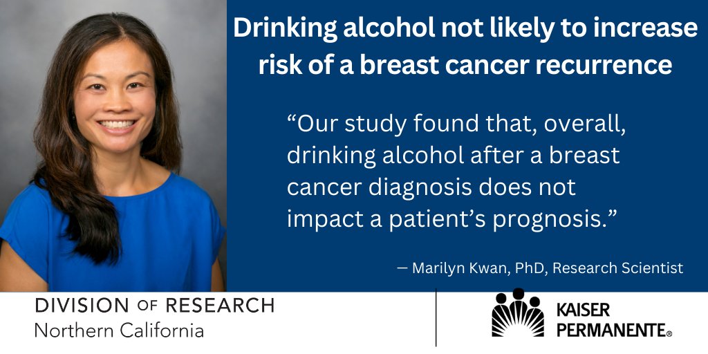 Kaiser Permanente Research NorCal (@kpdor) on Twitter photo New study may help doctors answer one of the most common questions they get from #breastcancer survivors: Is it safe for me to drink alcohol?
Now in <a href="/JournalCancer/">ACS Journal Cancer</a> <a href="/AmericanCancer/">American Cancer Society</a> led by <a href="/marilyn_kwan/">Marilyn Kwan</a> w/<a href="/KPDOR/">Kaiser Permanente Research NorCal</a> <a href="/kpnorcal/">KPNorthernCal</a> <a href="/PermanenteDocs/">PermanenteDoctors</a> colleagues
Story: bit.ly/3OPGxSi New study may help doctors answer one of the most common questions they get from #breastcancer survivors: Is it safe for me to drink alcohol?
Now in <a href="/JournalCancer/">ACS Journal Cancer</a> <a href="/AmericanCancer/">American Cancer Society</a> led by <a href="/marilyn_kwan/">Marilyn Kwan</a> w/<a href="/KPDOR/">Kaiser Permanente Research NorCal</a> <a href="/kpnorcal/">KPNorthernCal</a> <a href="/PermanenteDocs/">PermanenteDoctors</a> colleagues
Story: bit.ly/3OPGxSi